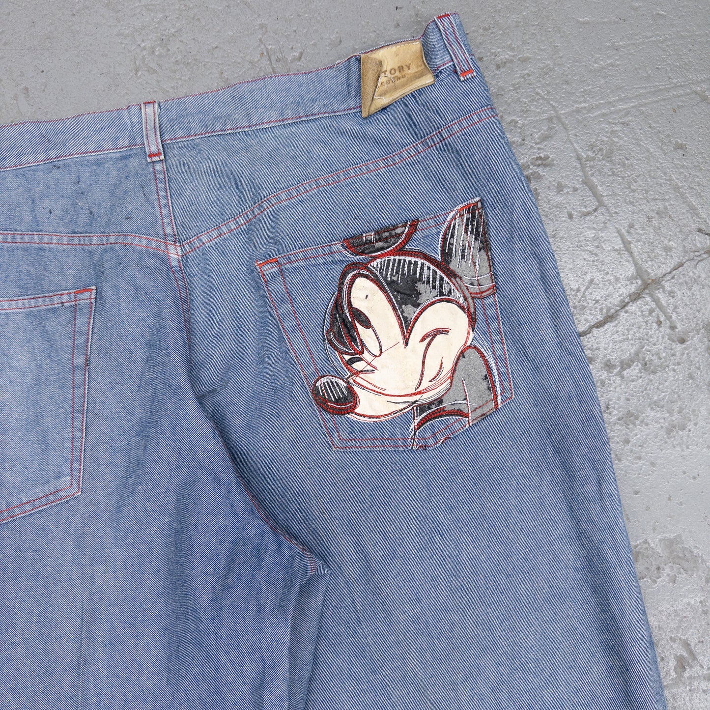 Vintage 2000s Iceberg History Mickey Mouse Embroidered Men's Jeans - 42x36
