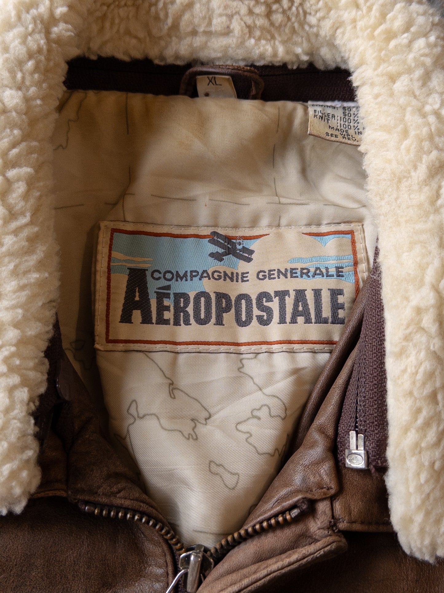 Vintage 90s Aeropostale Brown Leather Flight Jacket - XL