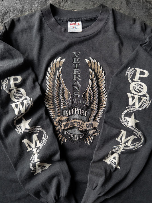 Vintage 80s POW MIA Biker Long Sleeve Tee - XL