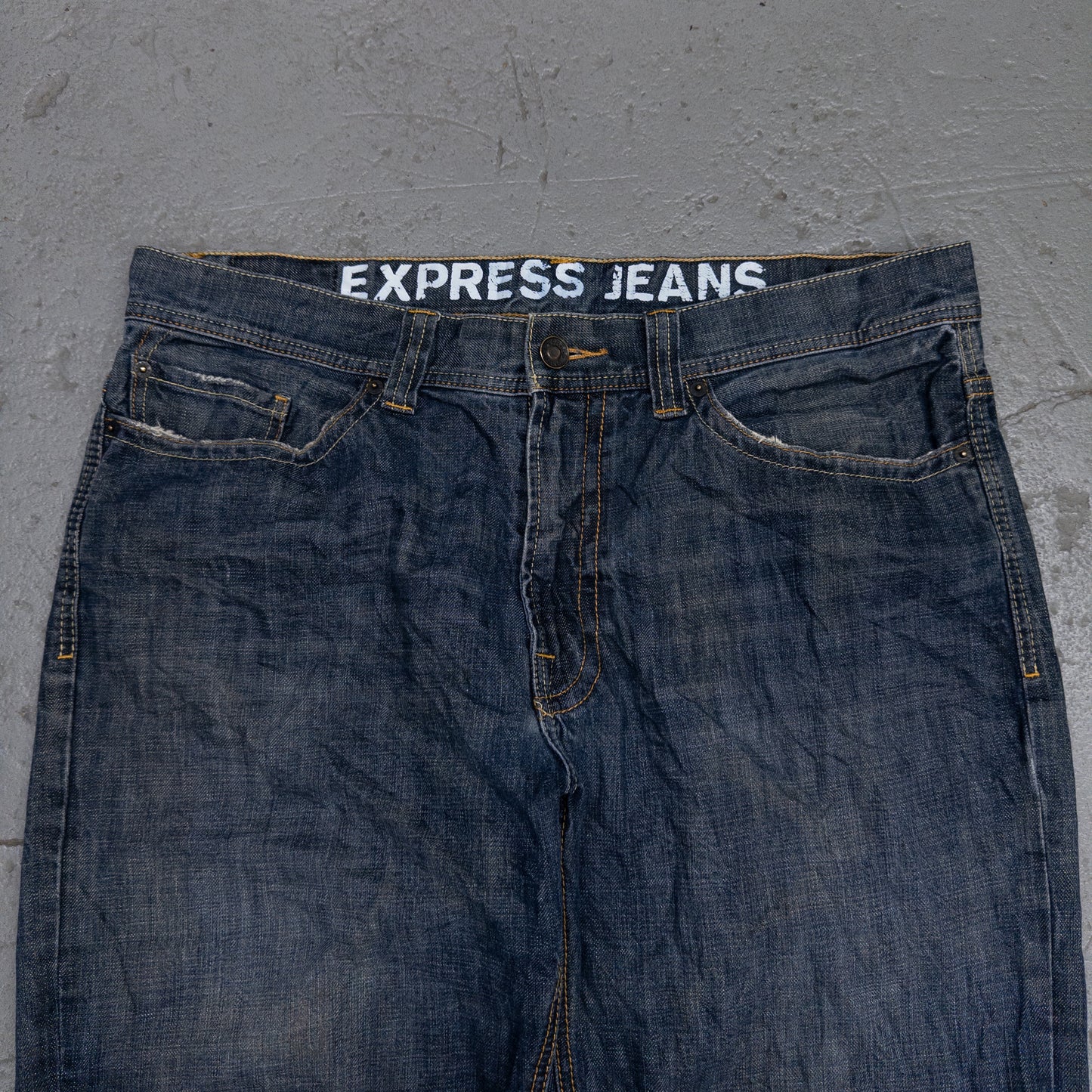 Express Loose Fit Straight Leg Dark Wash Mens Jeans - 36x34