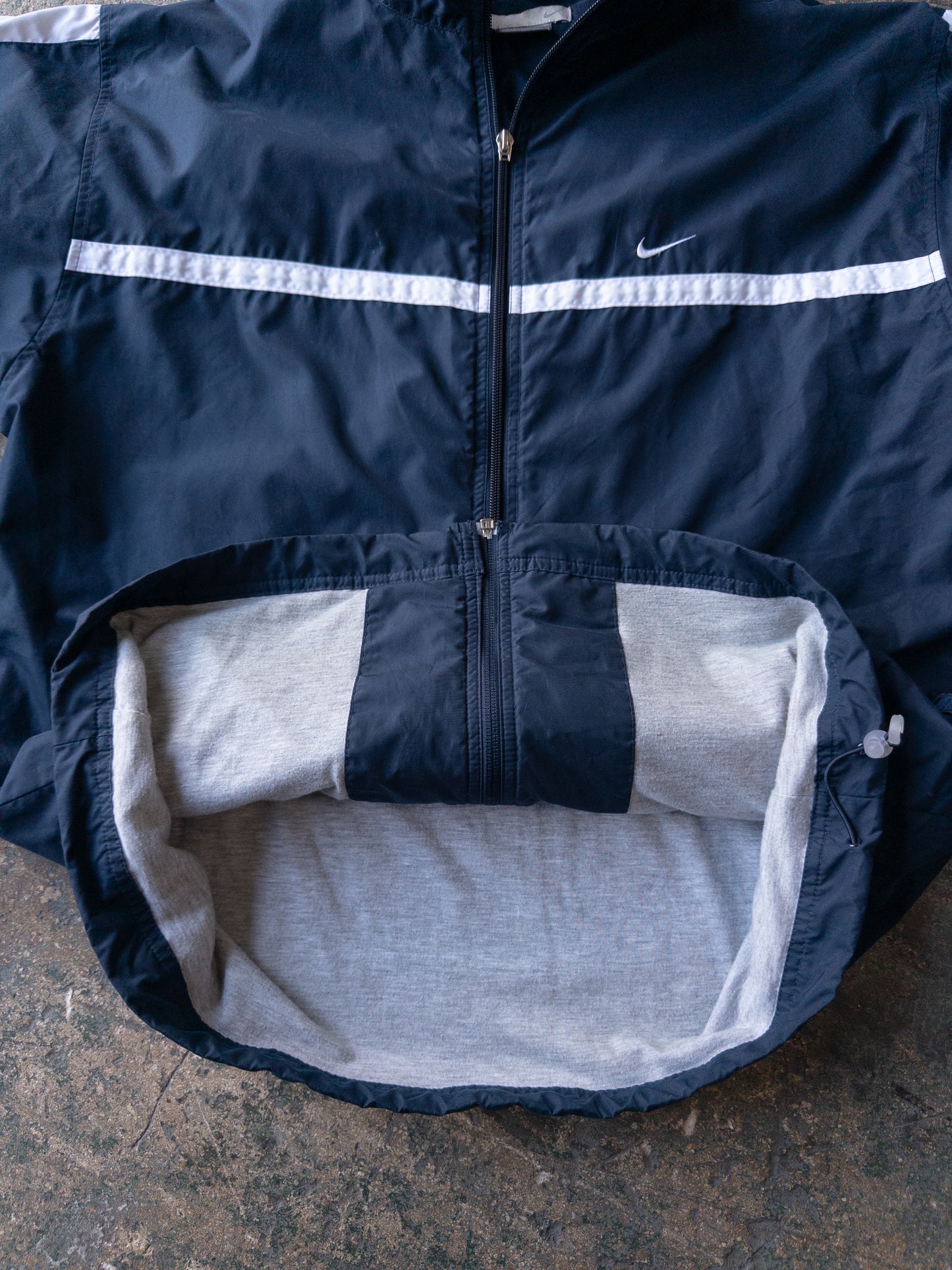 Vintage 2000s Nike Navy Blue Windbreaker Track Jacket - Large