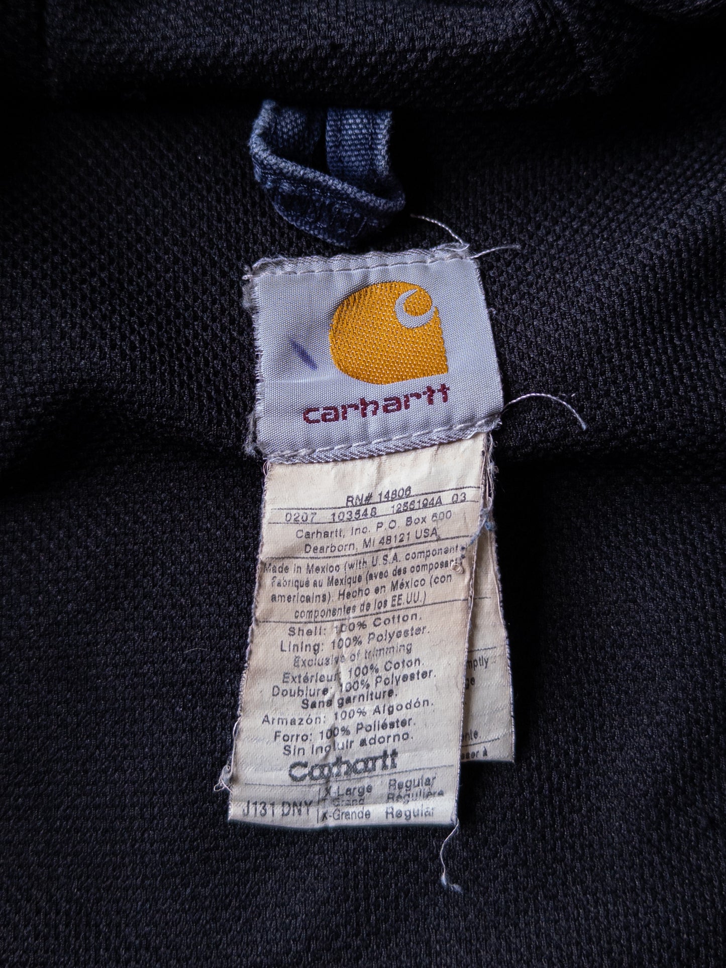 Vintage 2000s Carhartt Navy Blue Distressed Hooded Jacket - XL