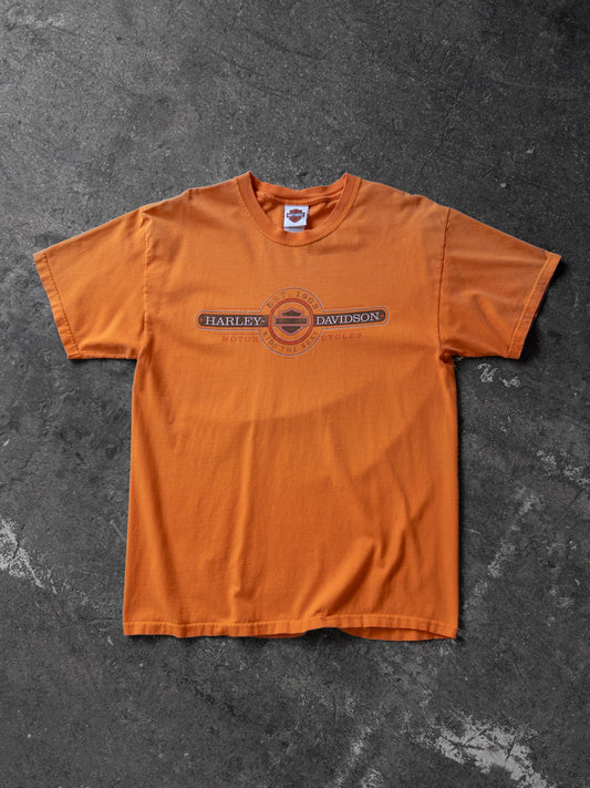 Vintage 2000s Harley Davidson Faded Orange Tee - Large
