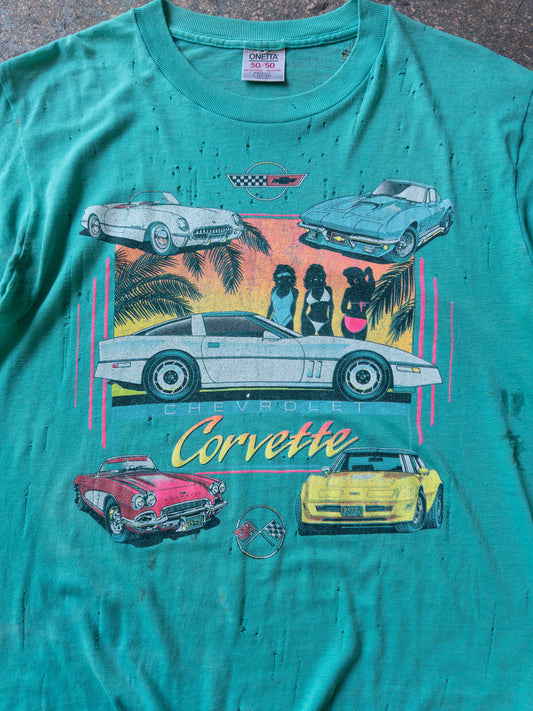 Vintage 90s Corvette Thrashed Distressed Tee - Large