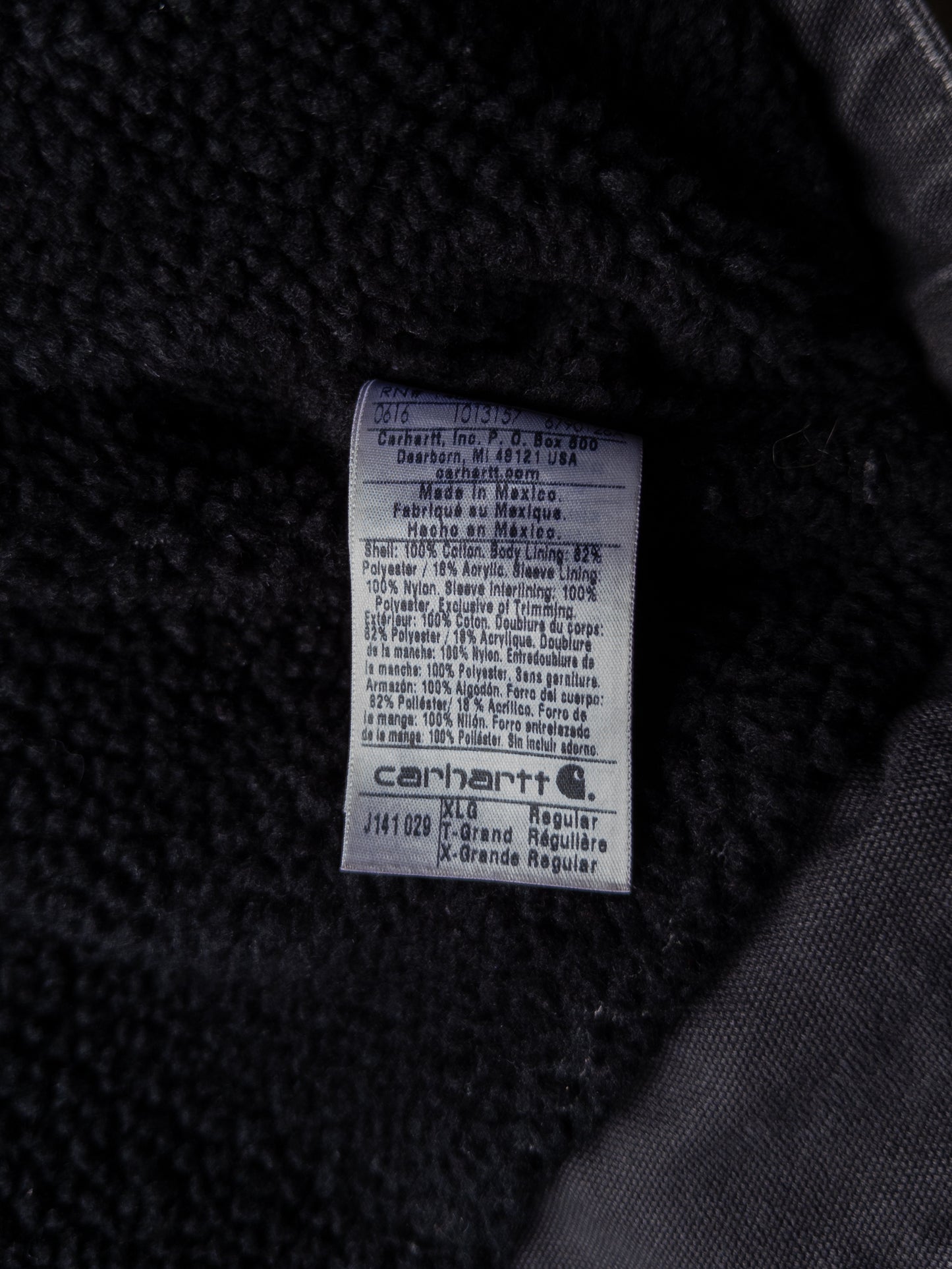 Carhartt Gray Sherpa Lined Hooded Work Jacket - XL