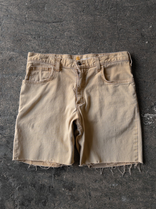 Carhartt Tan Faded Distressed Re-Worked Shorts - 34