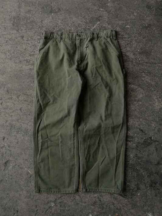 Vintage 2000s Carhartt Distressed Green Dungaree Carpenter Pants - 36x30