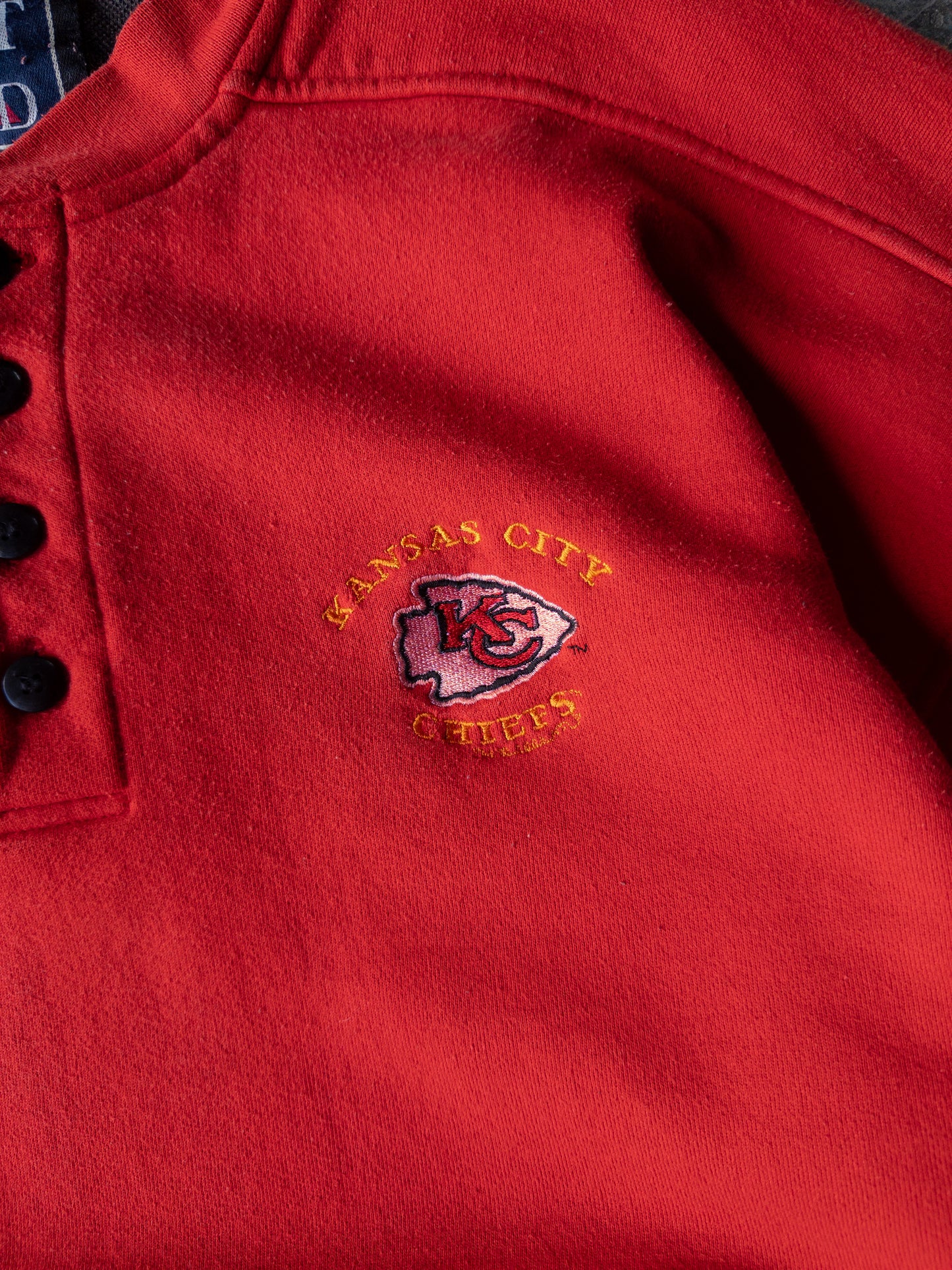 Vintage 90s Kansas City Chiefs Henley Sweatshirt - Large