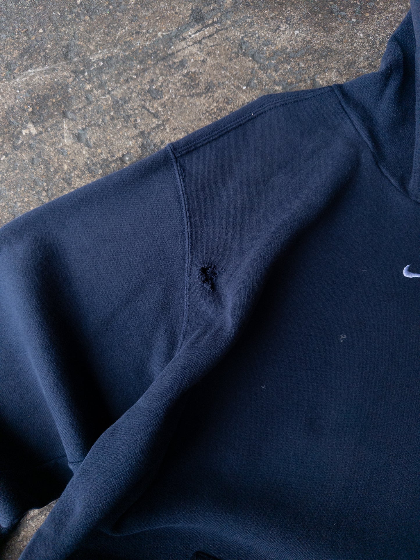 Vintage 2000s Nike Navy Blue Center Swoosh Hoodie - XL