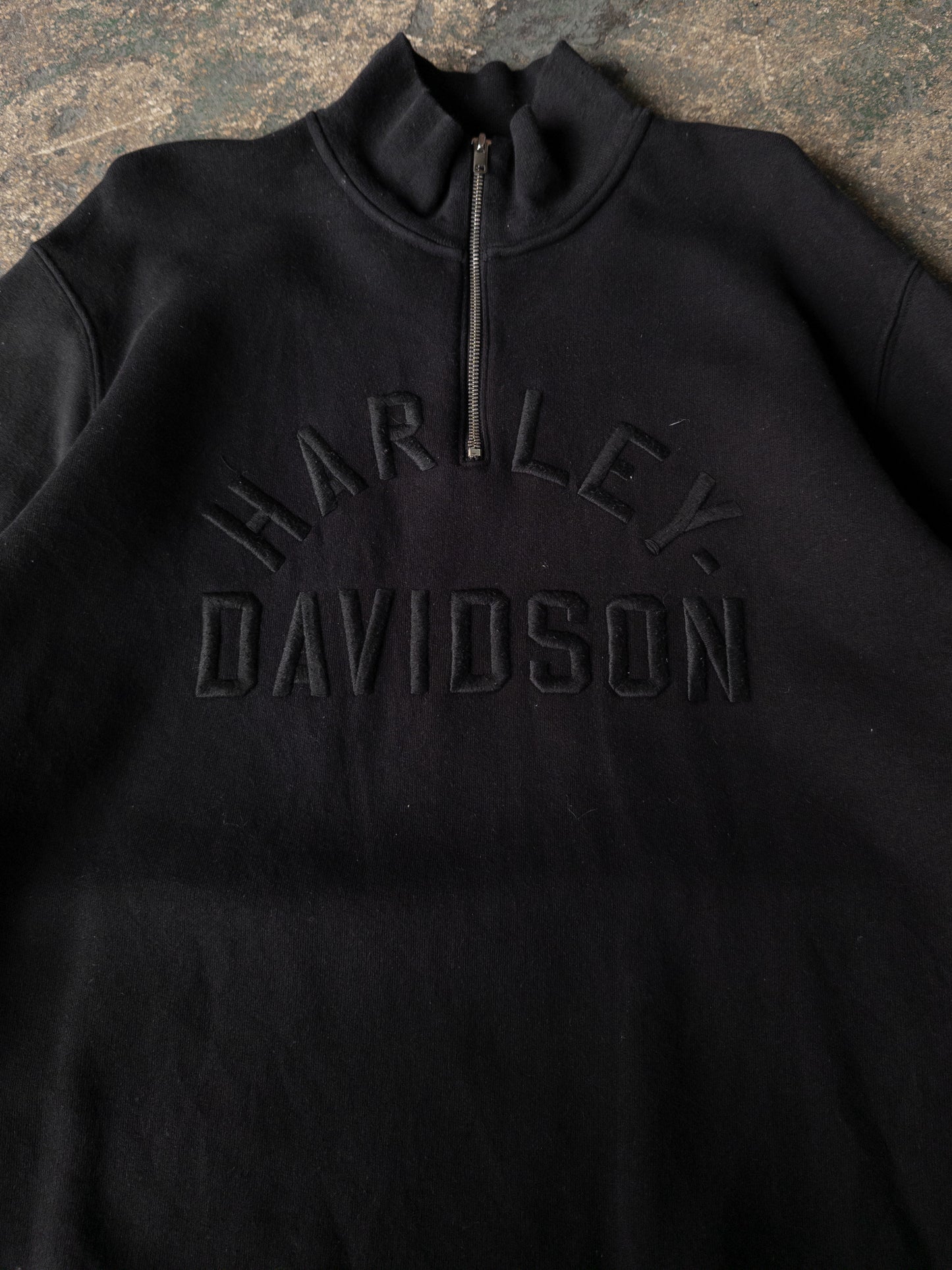 Vintage 2000s Harley Davidson Black Quarter Zip Sweatshirt - Large