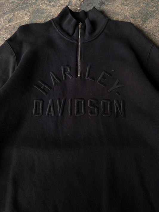 Vintage 2000s Harley Davidson Black Quarter Zip Sweatshirt - Large