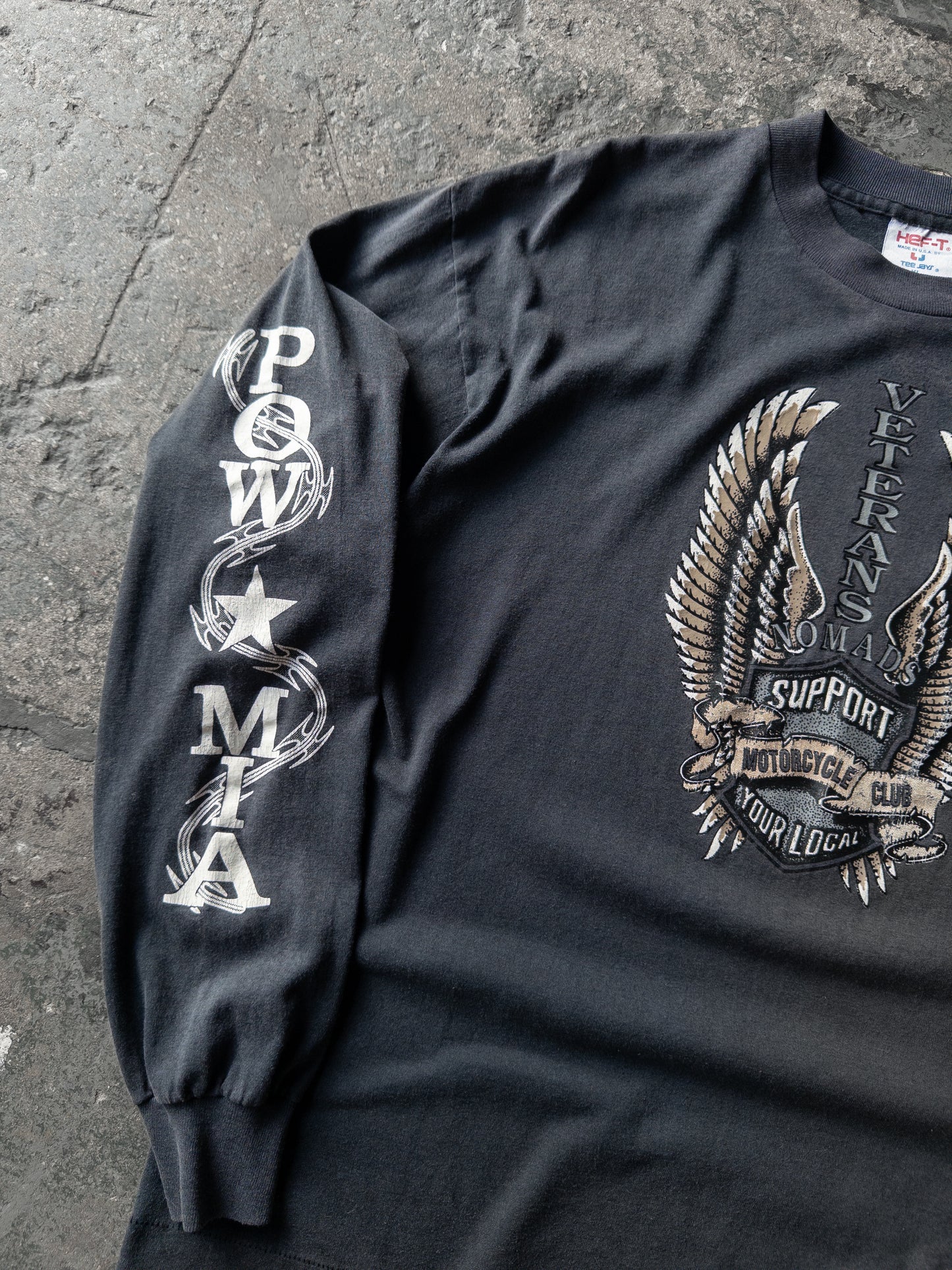 Vintage 80s POW MIA Biker Long Sleeve Tee - XL