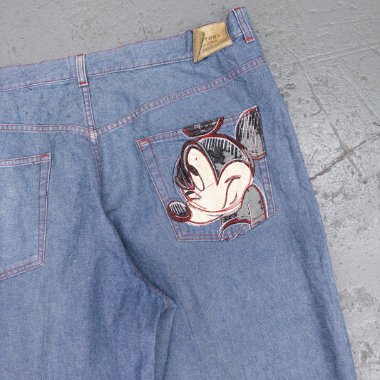 Vintage 2000s Iceberg History Mickey Mouse Embroidered Men's Jeans - 42x36