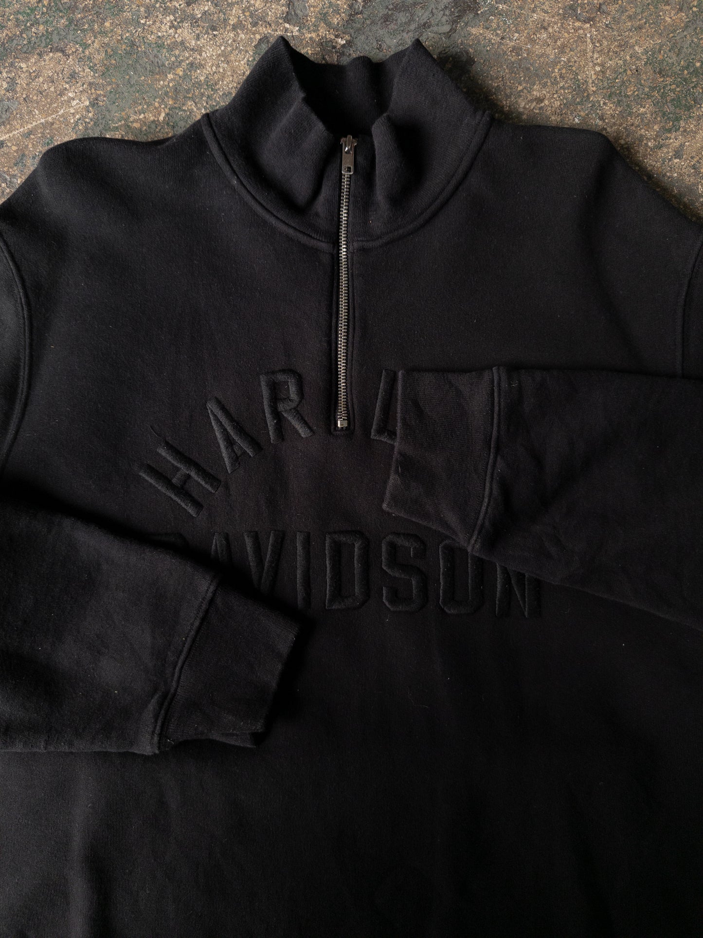 Vintage 2000s Harley Davidson Black Quarter Zip Sweatshirt - Large