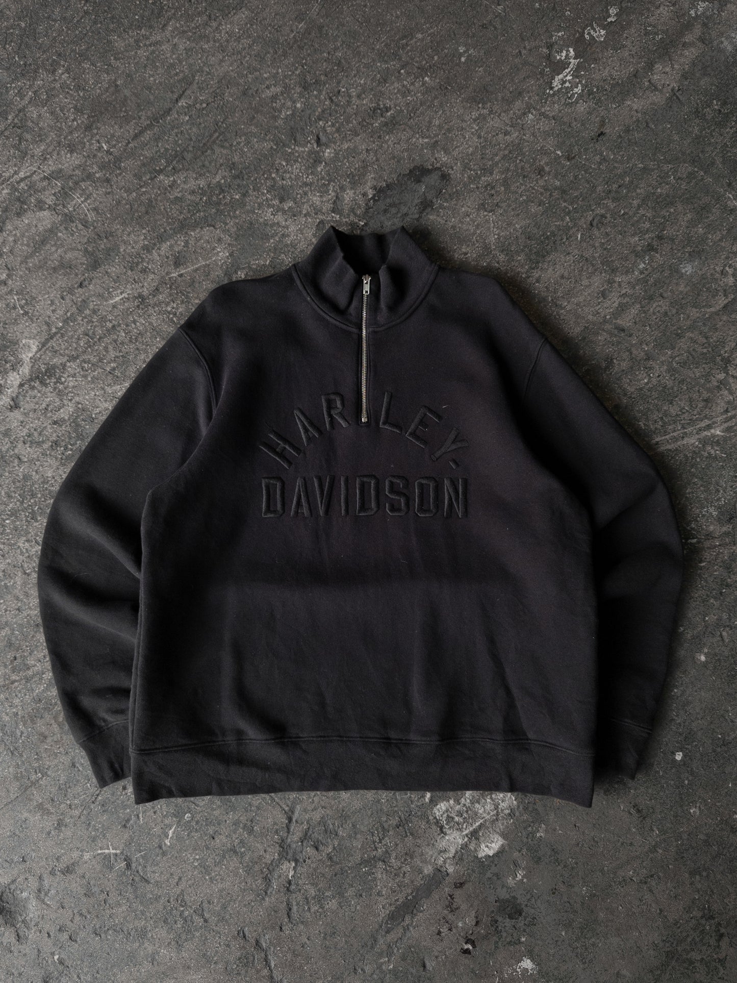 Vintage 2000s Harley Davidson Black Quarter Zip Sweatshirt - Large