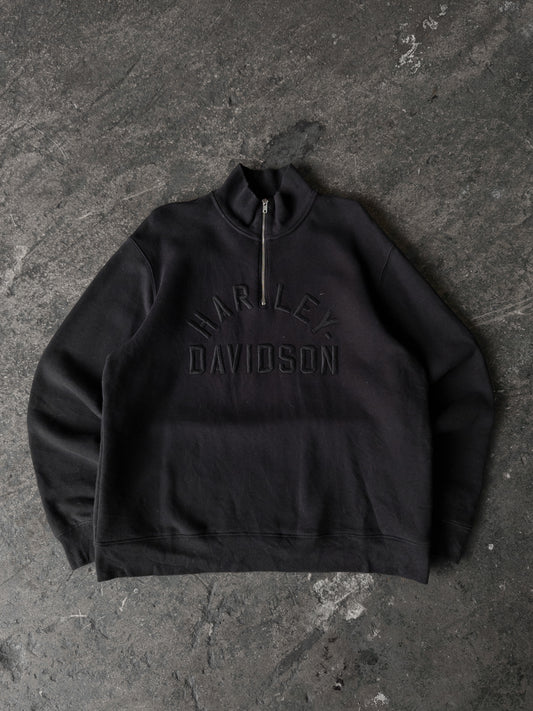 Vintage 2000s Harley Davidson Black Quarter Zip Sweatshirt - Large