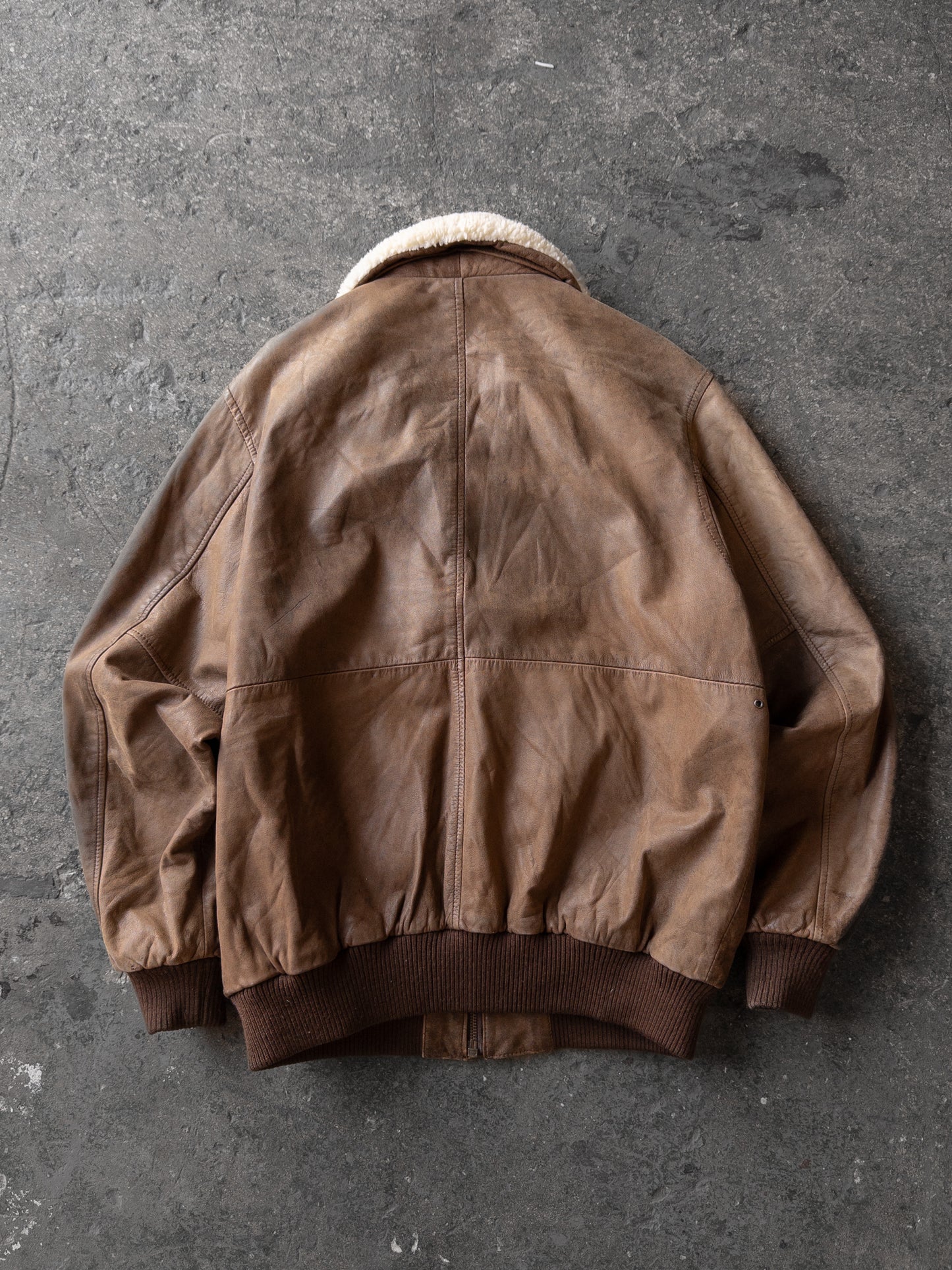 Vintage 90s Aeropostale Brown Leather Flight Jacket - XL