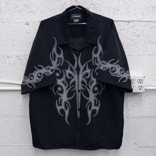 Vintage 2000s No Boundaries Flames Button Down Polo Shirt - XL