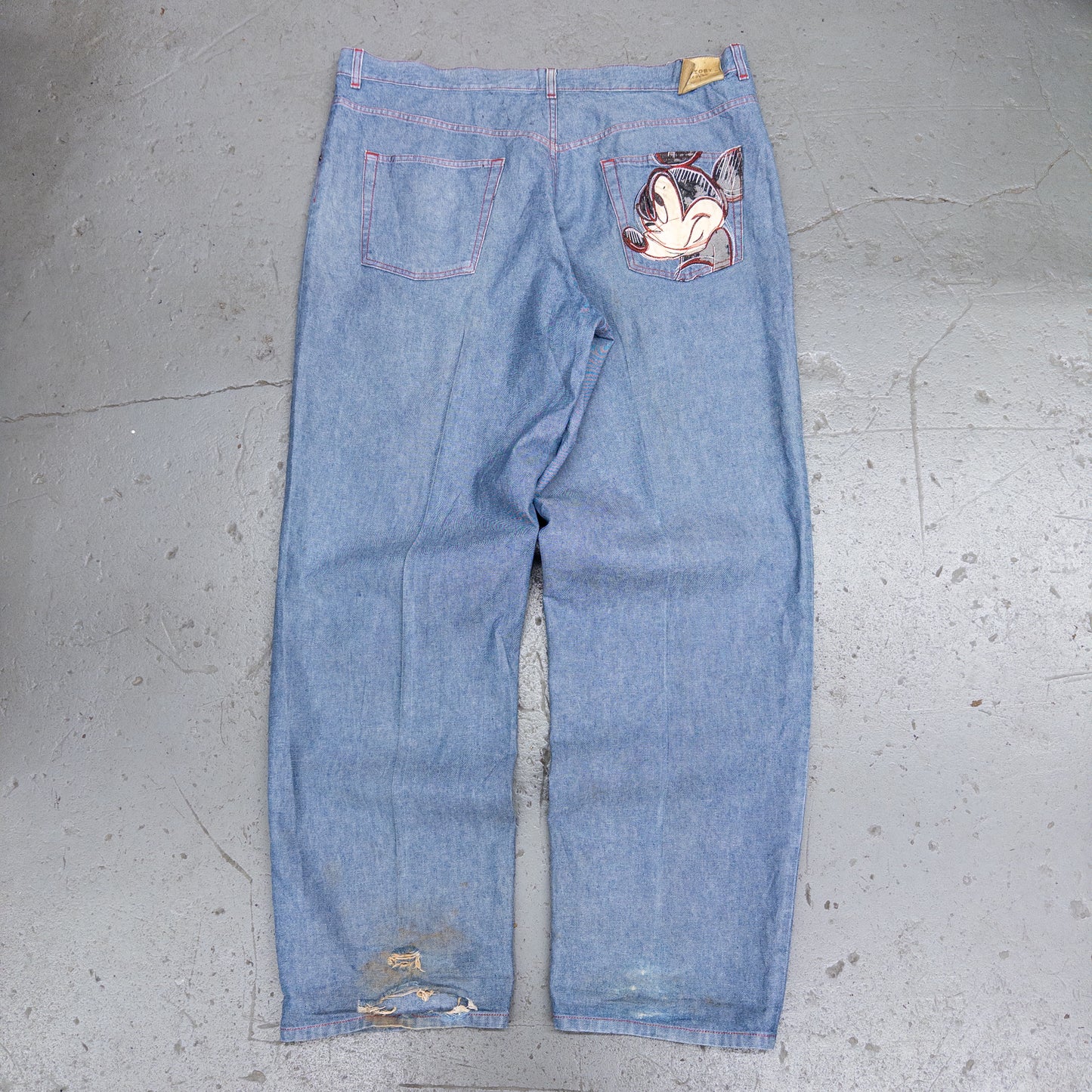 Vintage 2000s Iceberg History Mickey Mouse Embroidered Men's Jeans - 42x36