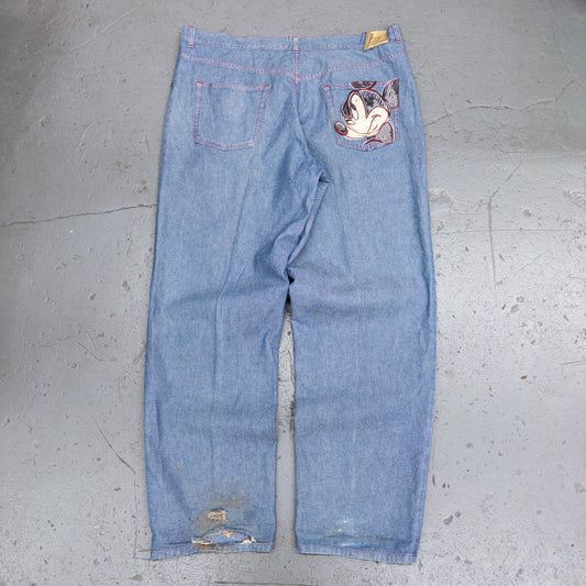 Vintage 2000s Iceberg History Mickey Mouse Embroidered Men's Jeans - 42x36