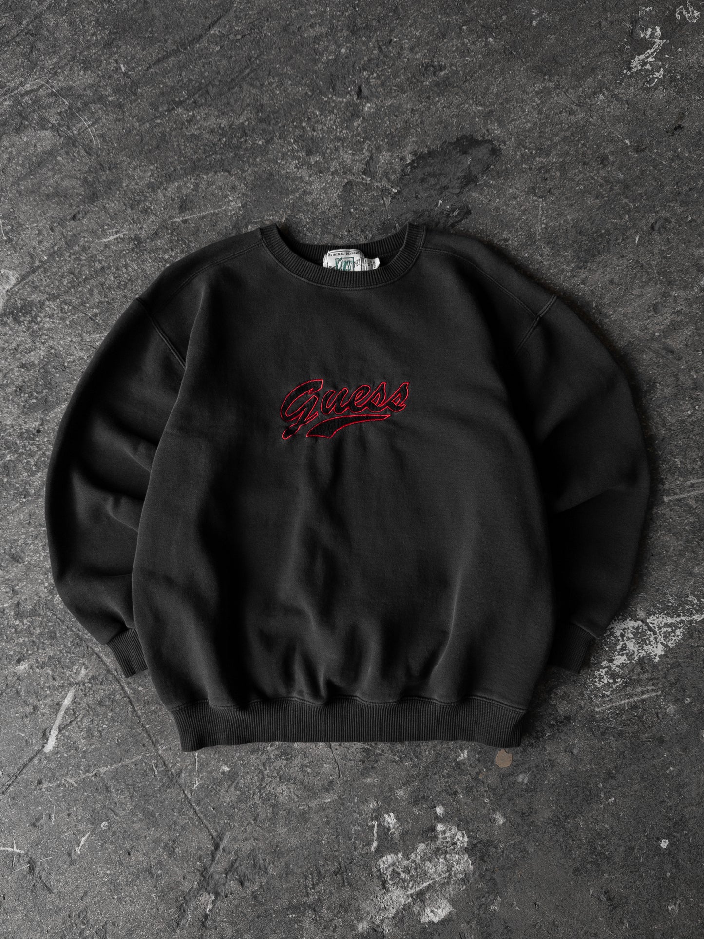 Vintage 90s Guess Faded Black Crewneck - Medium