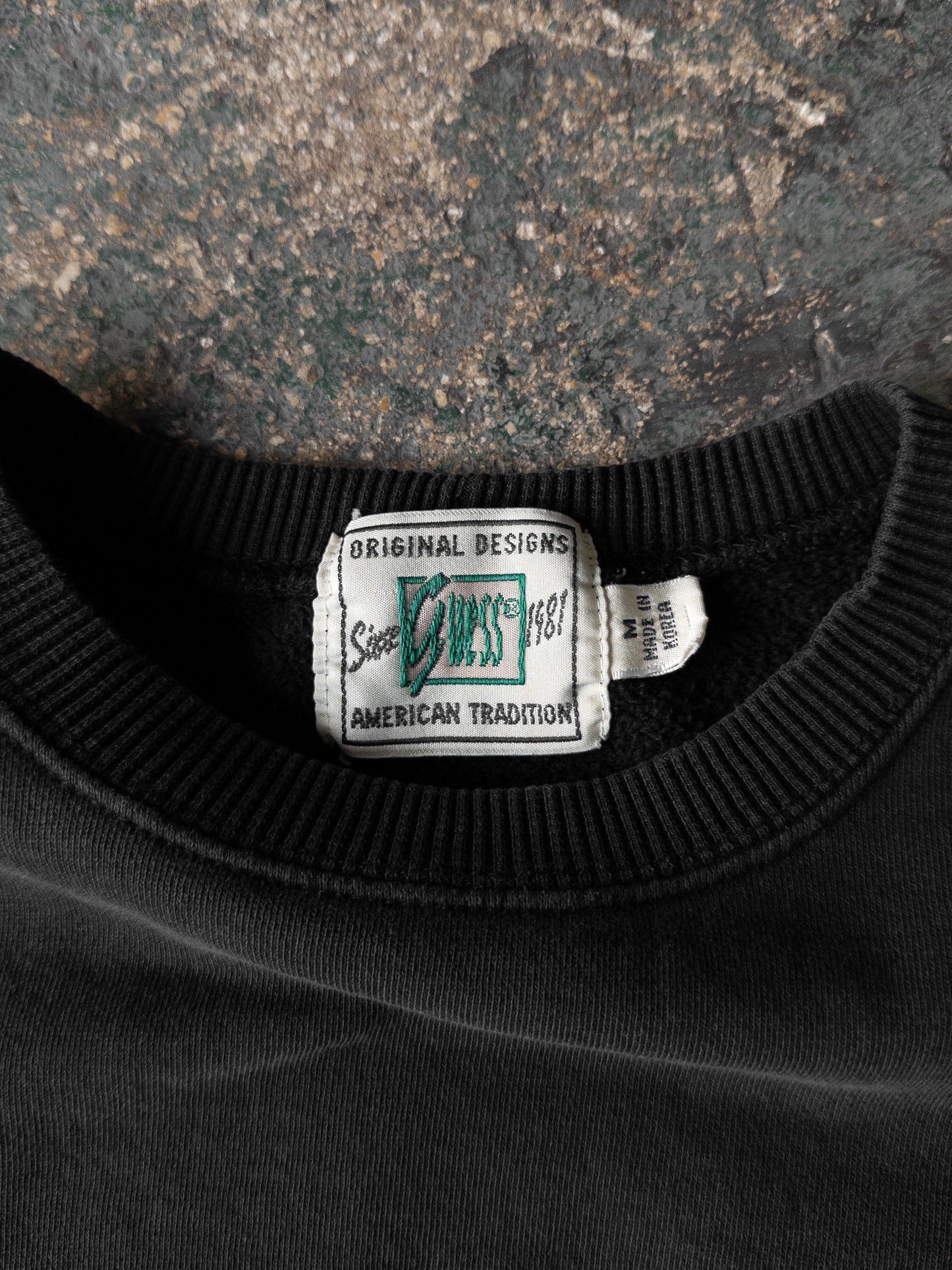 Vintage 90s Guess Faded Black Crewneck - Medium