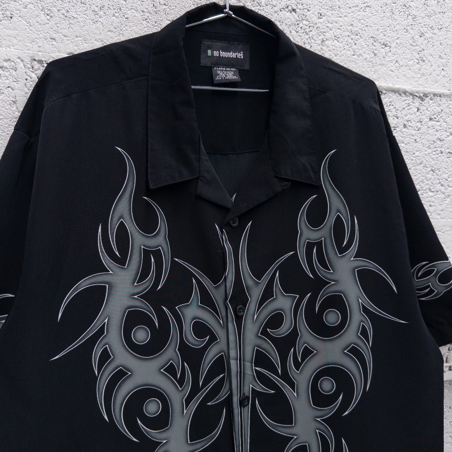 Vintage 2000s No Boundaries Flames Button Down Polo Shirt - XL