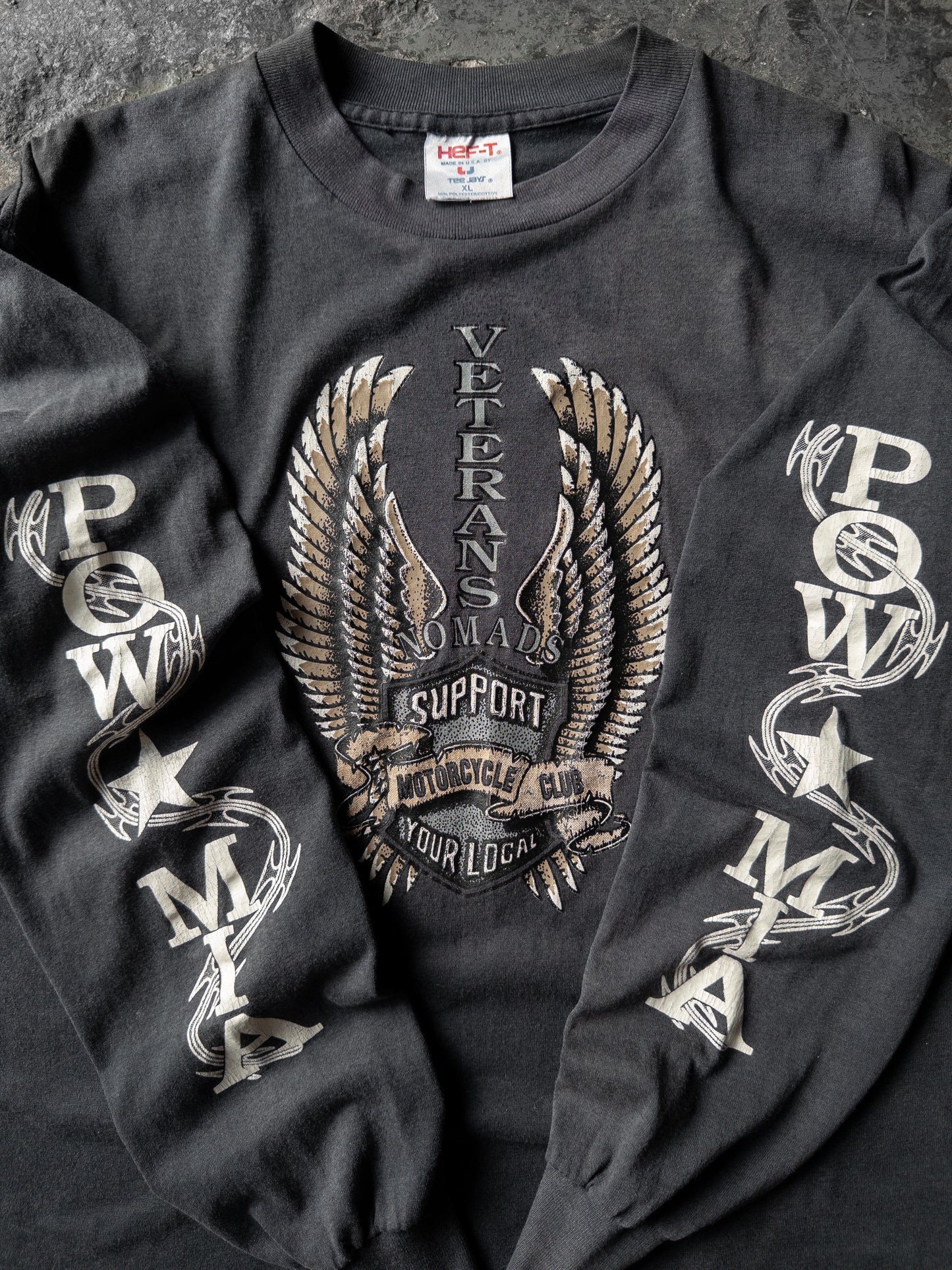 Vintage 80s POW MIA Biker Long Sleeve Tee - XL