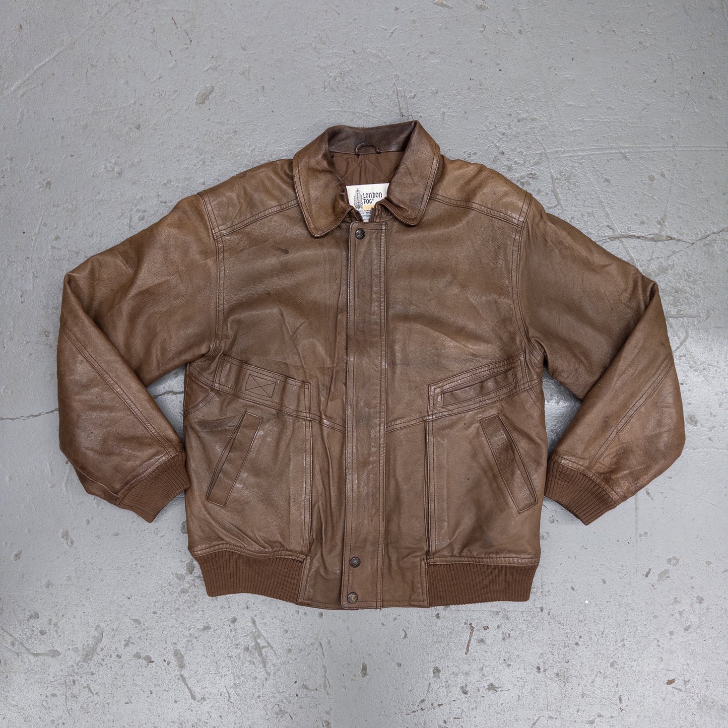 Vintage 90s London Fog Brown Genuine Leather Jacket - L