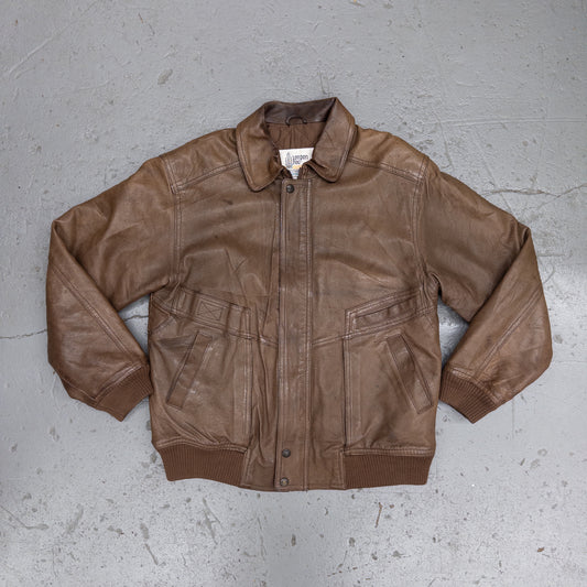 Vintage 90s London Fog Brown Genuine Leather Jacket - L