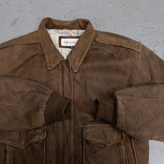 Vintage 90s Charles Klein Brown Genuine Leather Jacket - M