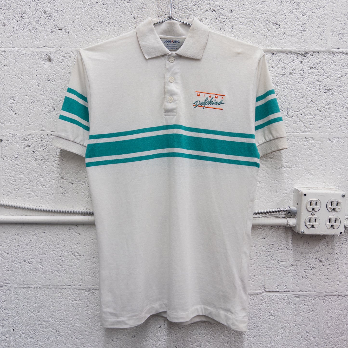 Vintage 80s Logo 7 Miami Dolphins Polo Shirt - S