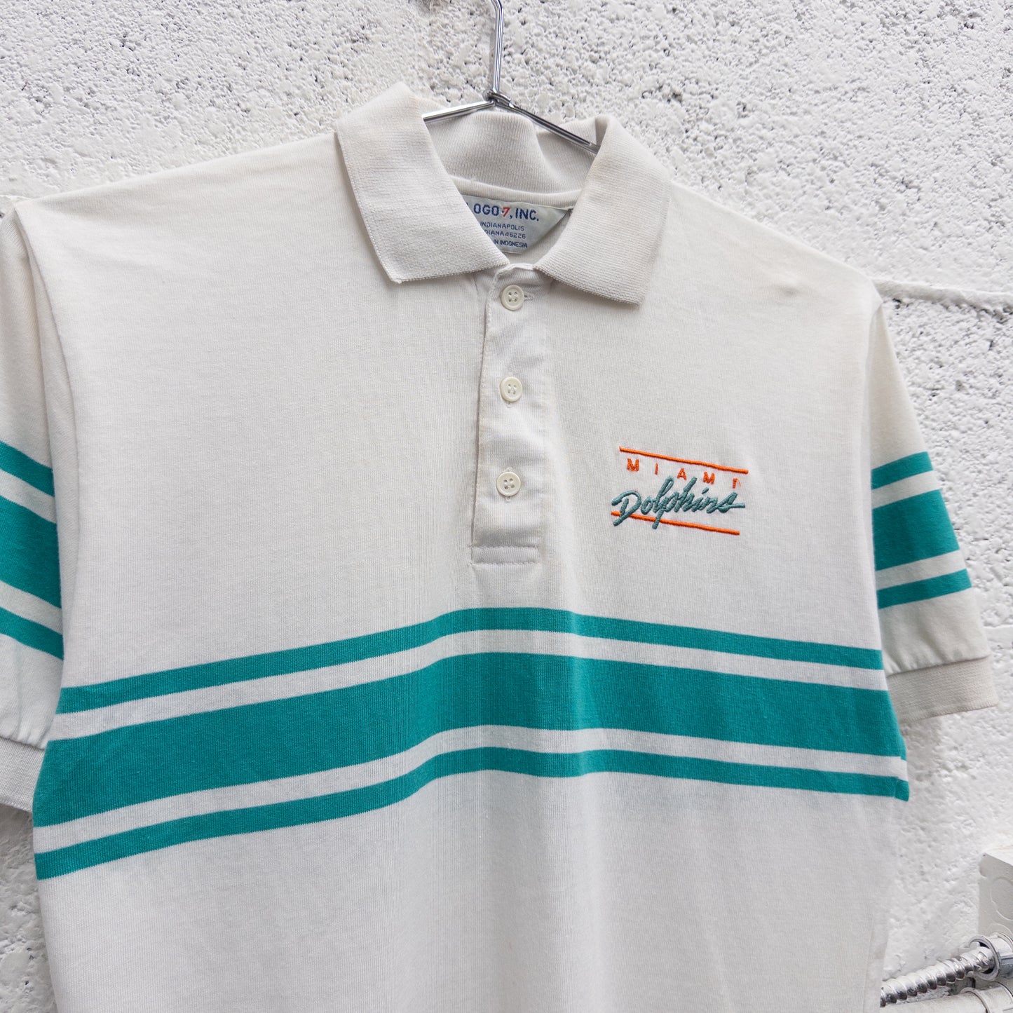 Vintage 80s Logo 7 Miami Dolphins Polo Shirt - S