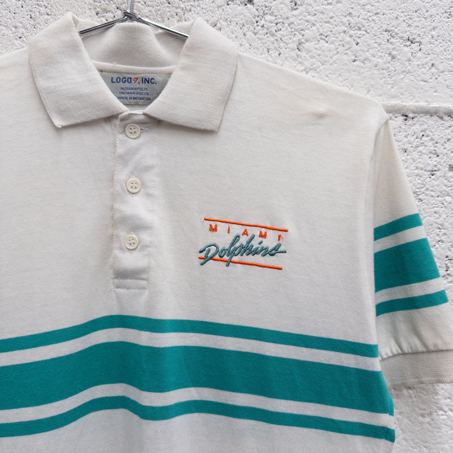 Vintage 80s Logo 7 Miami Dolphins Polo Shirt - S