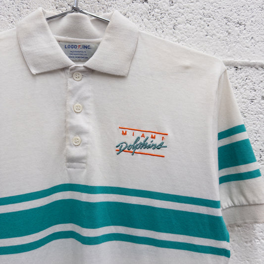 Vintage 80s Logo 7 Miami Dolphins Polo Shirt - S