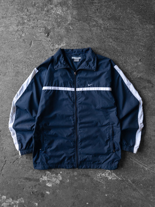 Vintage 2000s Nike Navy Blue Windbreaker Track Jacket - Large