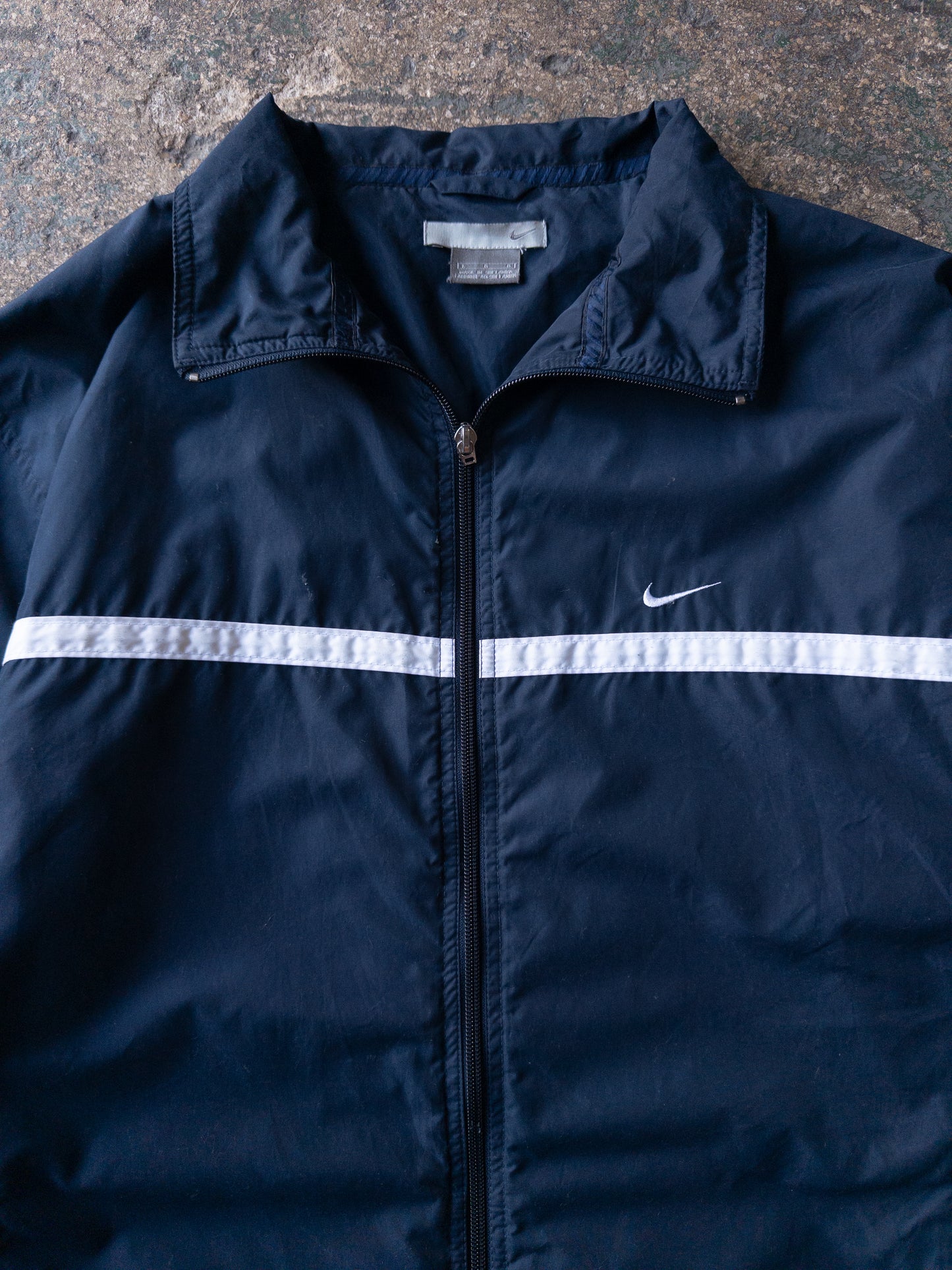 Vintage 2000s Nike Navy Blue Windbreaker Track Jacket - Large