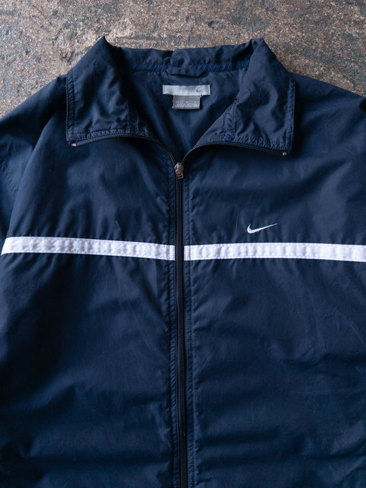 Vintage 2000s Nike Navy Blue Windbreaker Track Jacket - Large