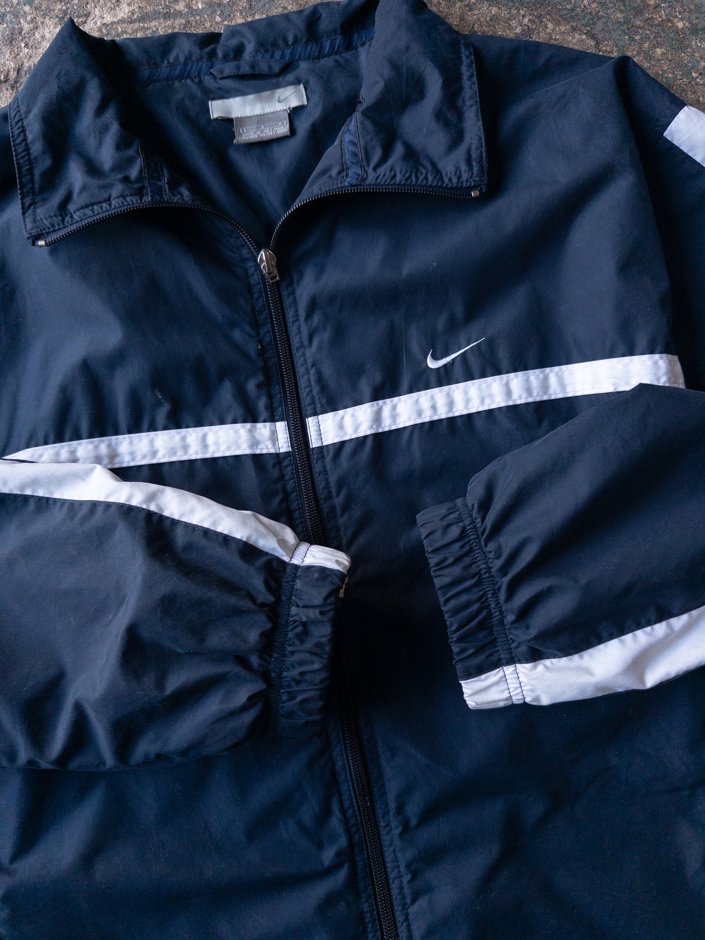 Vintage 2000s Nike Navy Blue Windbreaker Track Jacket - Large