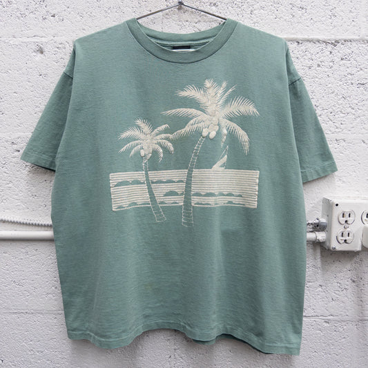 Vintage 90s Palm Trees Boxy Fit Tee - XL