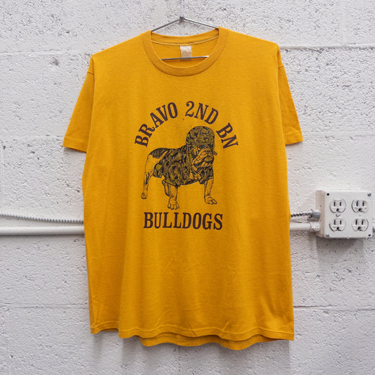 Vintage 80s Bravo 2nd BN Bulldogs Military Tee - L