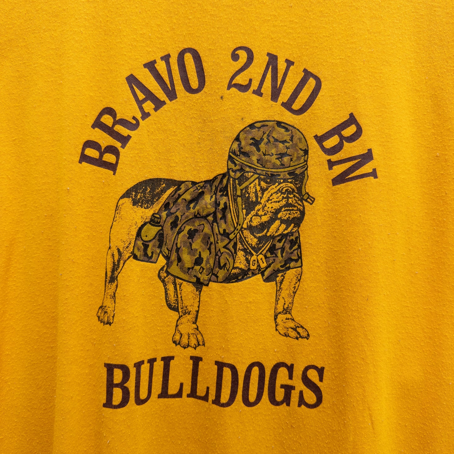 Vintage 80s Bravo 2nd BN Bulldogs Military Tee - L