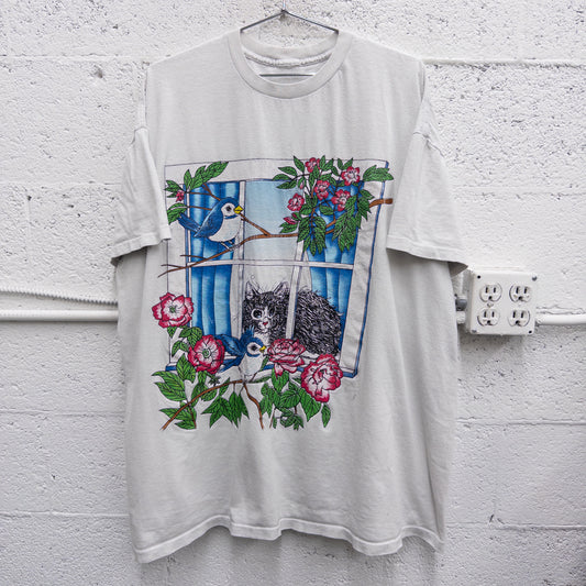 Vintage 90s Cat Window Tee - 2XL