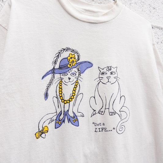 Vintage 90s Get A Life Cat Tee - XL