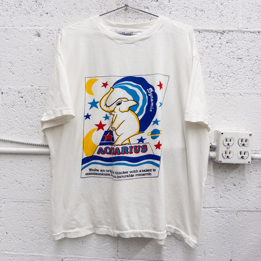 Vintage 90s Aquarius Zodiac Sign Tee - OS