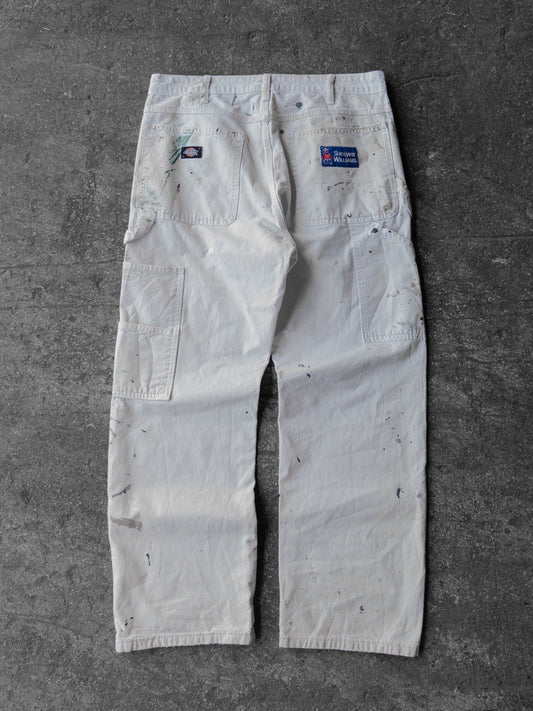 Vintage Dickies White Paint Splatter Carpenter Pants - 34x30