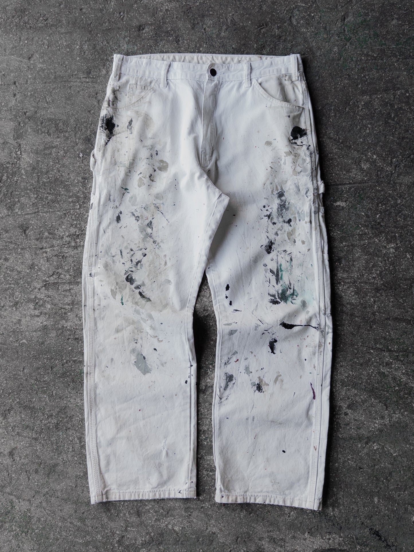 Vintage Dickies White Paint Splatter Carpenter Pants - 34x30