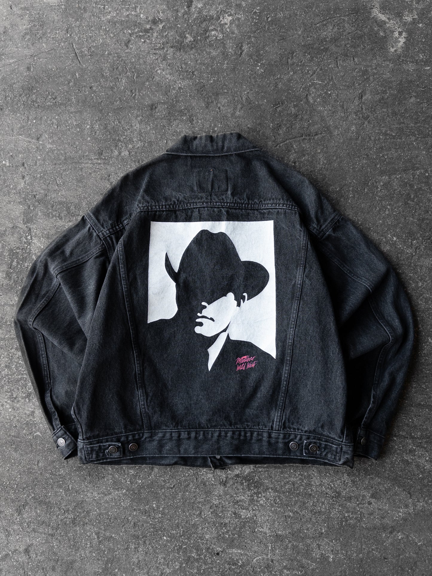 Vintage 90s Marlboro Wild West Cowboy Denim Jacket - Large