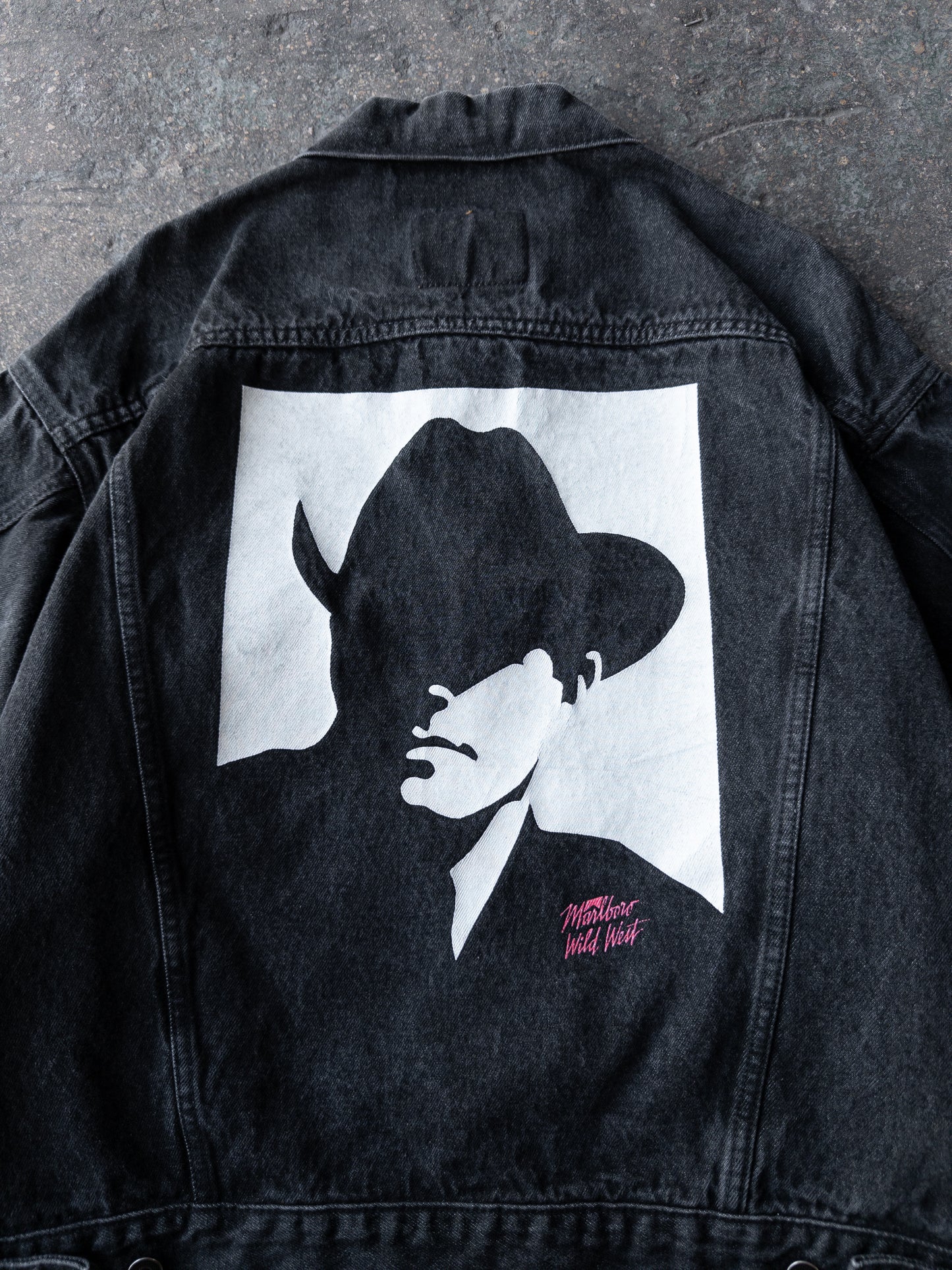 Vintage 90s Marlboro Wild West Cowboy Denim Jacket - Large