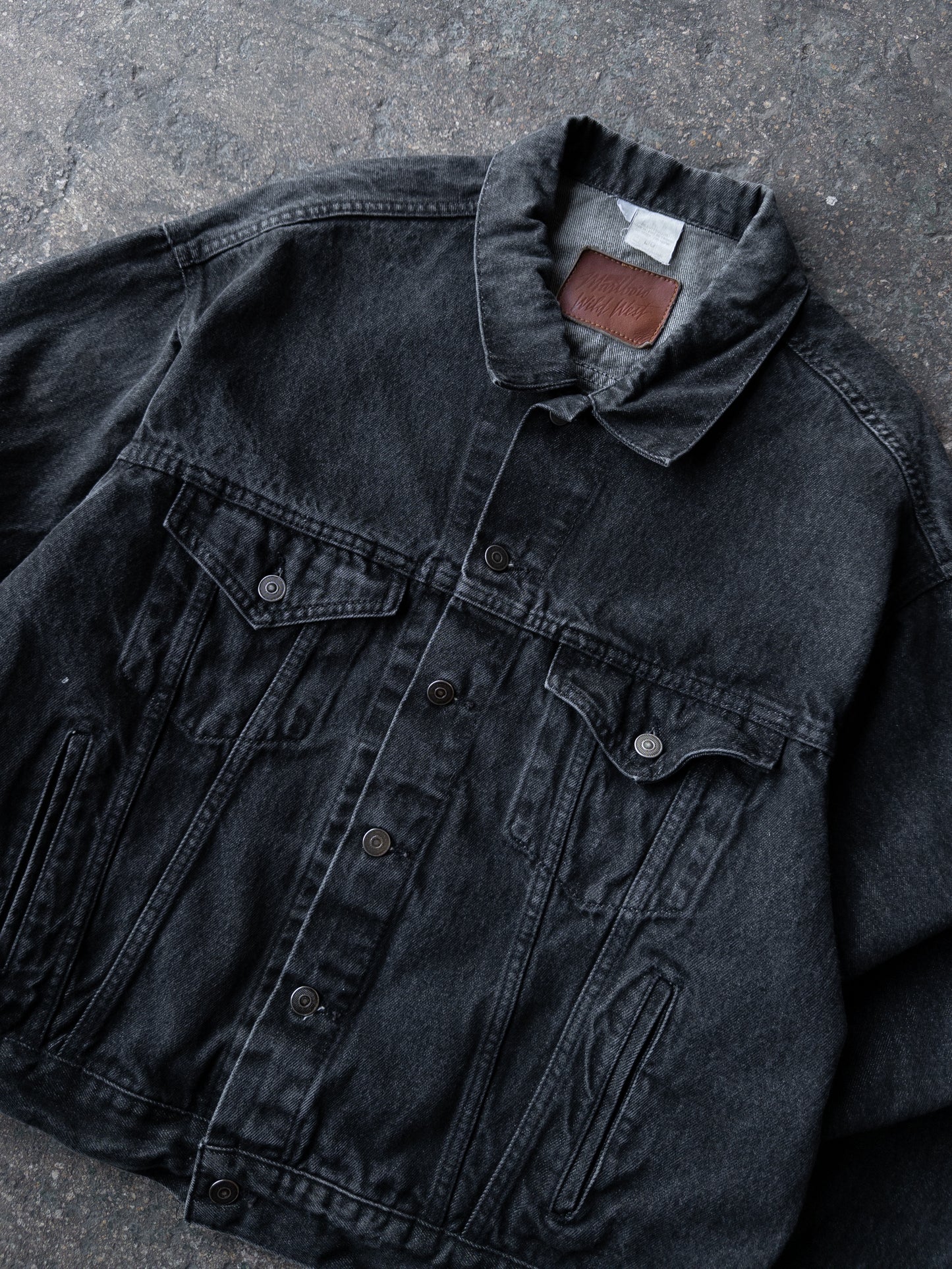 Vintage 90s Marlboro Wild West Cowboy Denim Jacket - Large